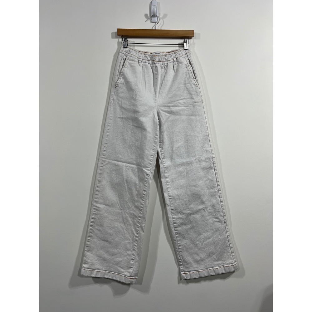 WeWoreWhat Granola Womens White Denim Wide Leg Pants Small Utility Indie Boho